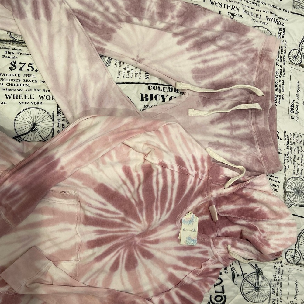 Pink Tie-Dye Hoodie and Joggers Set